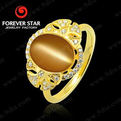 GR0000694 18k FS Cat's Eye Gold Ring with Diamond