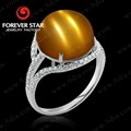 GR0000689 18k FS Cat's Eye Gold Ring with Diamond 3