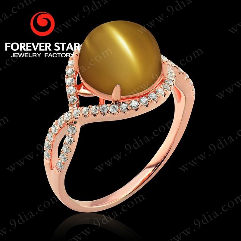 GR0000686 18k FS Cat's Eye Gold Ring with Diamond 3