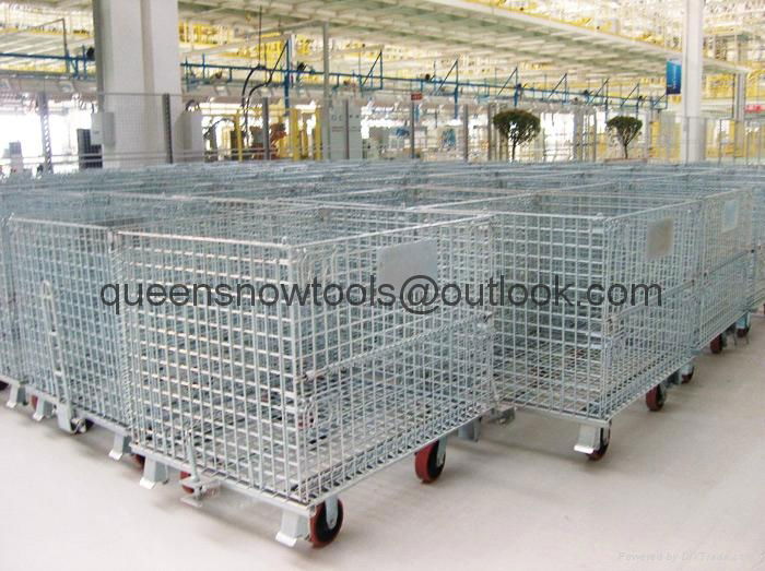 Warehouse Galvanized Stackable Storage Container Metal Wire Cage