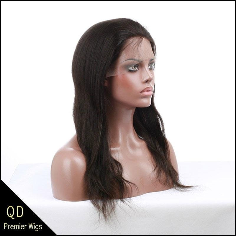 Indian remy hair natural straight full lace wigs 3