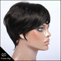  Rihanna Style Short Bob Indian Remy Hair Machine Made Wigs 2