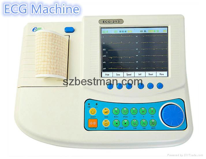 3 channels 12 leads auto interepretation ECG machine