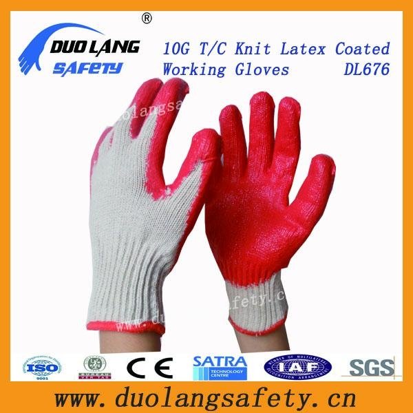 Polyester Knit Liner Coated Red Latex Work Glove