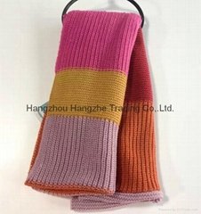 100% acrylic knitting neck scarf in stripes