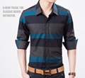 2015 new fashion casual business grid pure men shirt long sleeve spring autumn 4