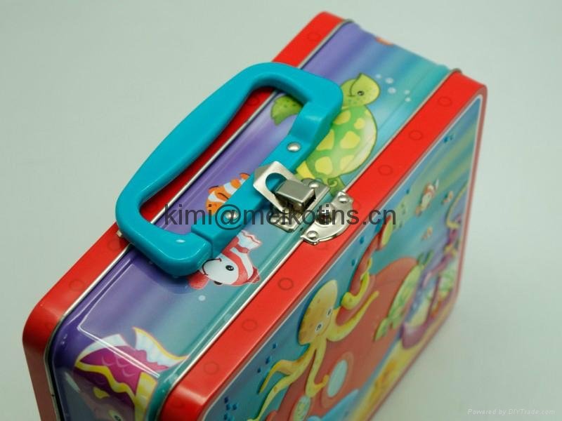 Handle Gift Tin Box with handle & lock 2