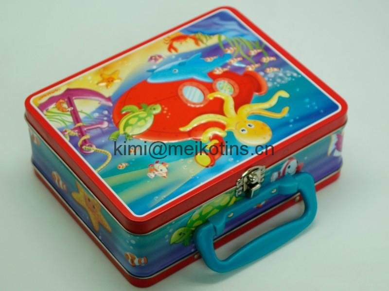 Handle Gift Tin Box with handle & lock 3