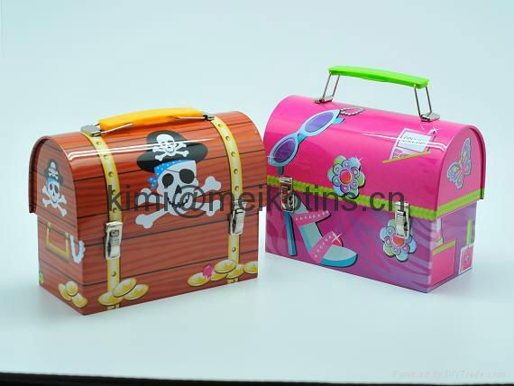 Fancy Lunch tin box with handle & lock 3