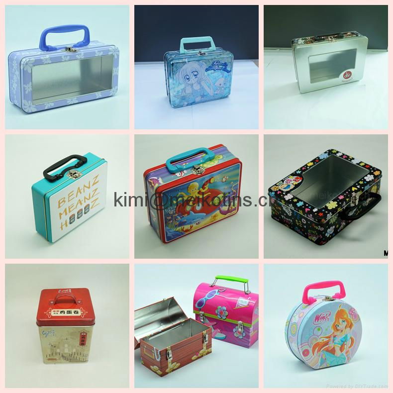 Fancy Lunch tin box with handle & lock