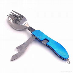 4 in 1 folding multi function camping cutlery