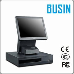 BUSIN 15" 5-wire Resistive Touch Screen POS  w/Built-in Printer and Cash Drawer