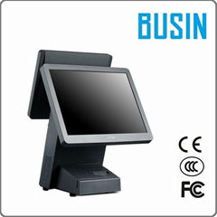 15inch Resistive Touch pos terminal with nfc reader  with 12.1inch 2nd display