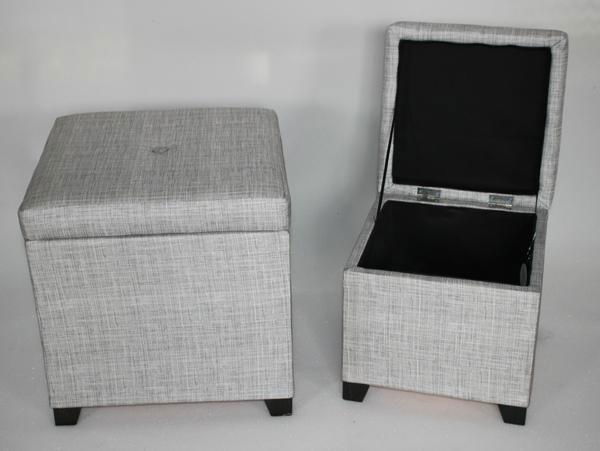 Woven fabric  storage stool box  with wooden frame