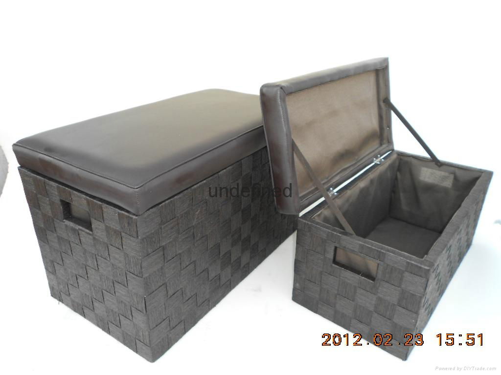 Hand woven  storage bench ottoman entryway 4