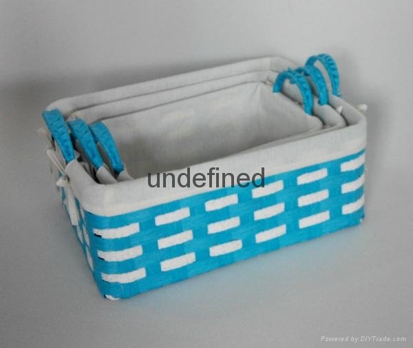 S/3 wine baskets made by paper rope  with handle 2