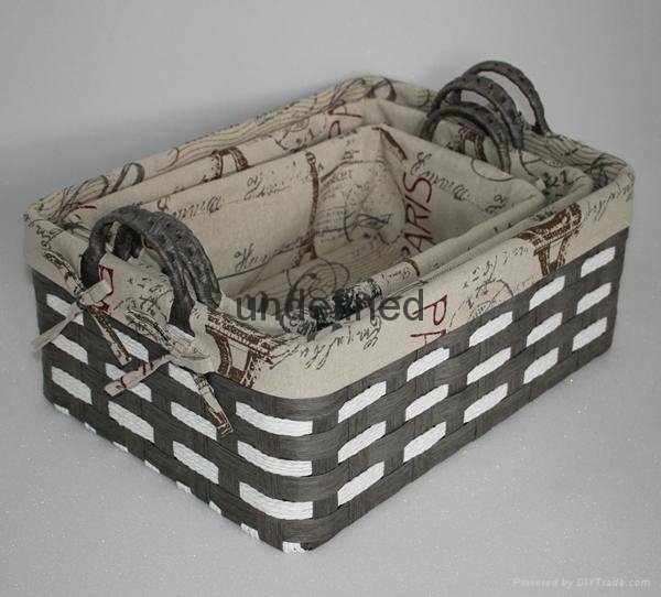 S/3 wine baskets made by paper rope  with handle