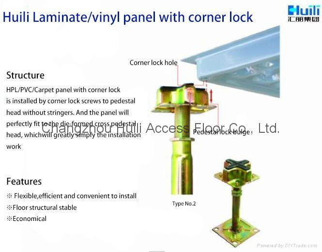 HPL/PVC finish raised access floor with corner lock