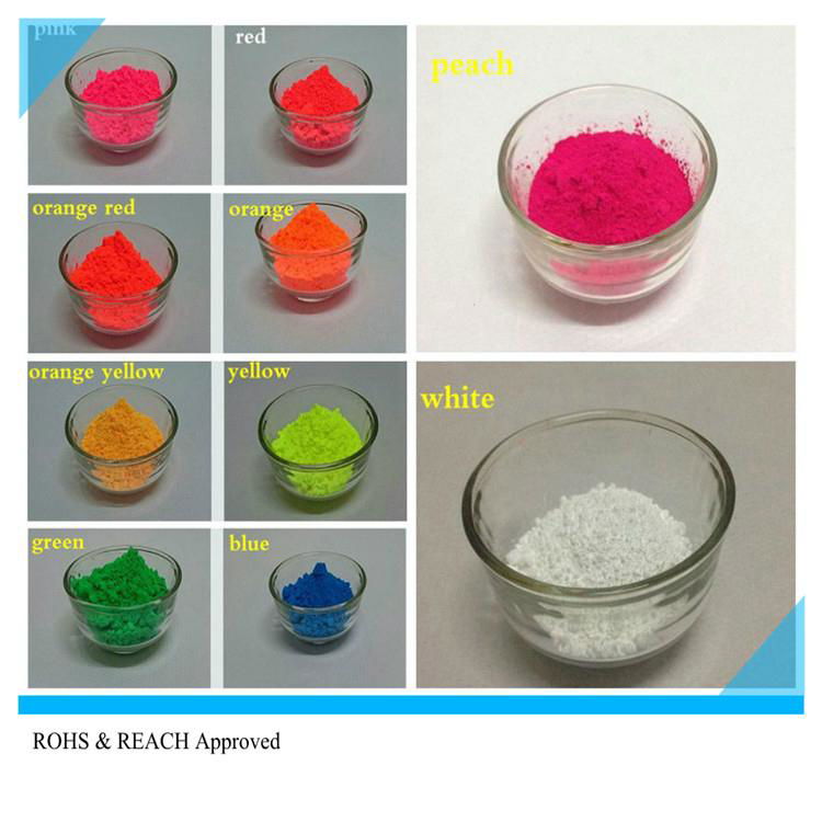 Fluorescent bulk organic pigment powder