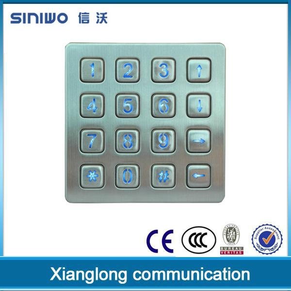 Matrix 4x4 numeric backlighting stainless steel keypad 4