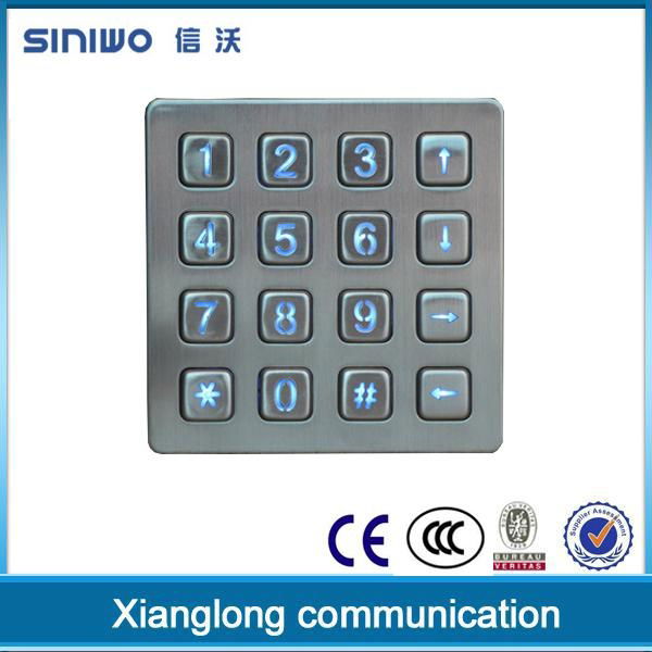 Matrix 4x4 numeric backlighting stainless steel keypad