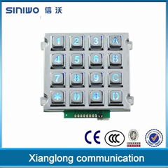 Matrix 4x4 numeric backlighting illuminated zinc alloy keypad