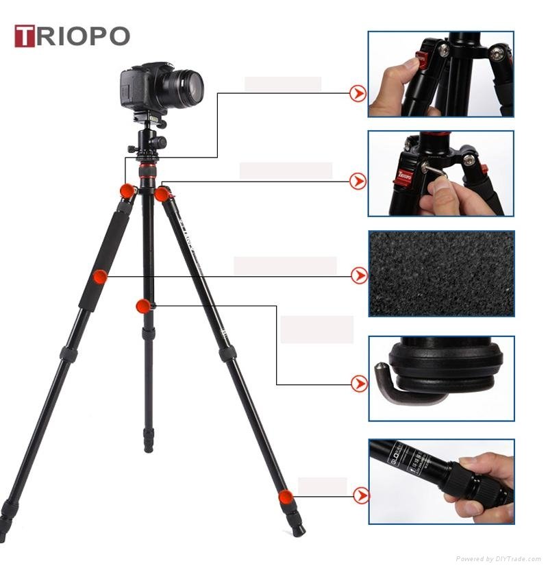 TRIOPO MT-2504X8.C+NB-1S tripod kit ,aluminium alloy tripod and SLR camera  trip