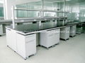 laboratory bench with reagent shelf 3