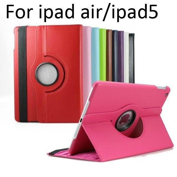 Solid 360 degree rotate leather smart case cover for Apple Ipad5 A1474 A1475 
