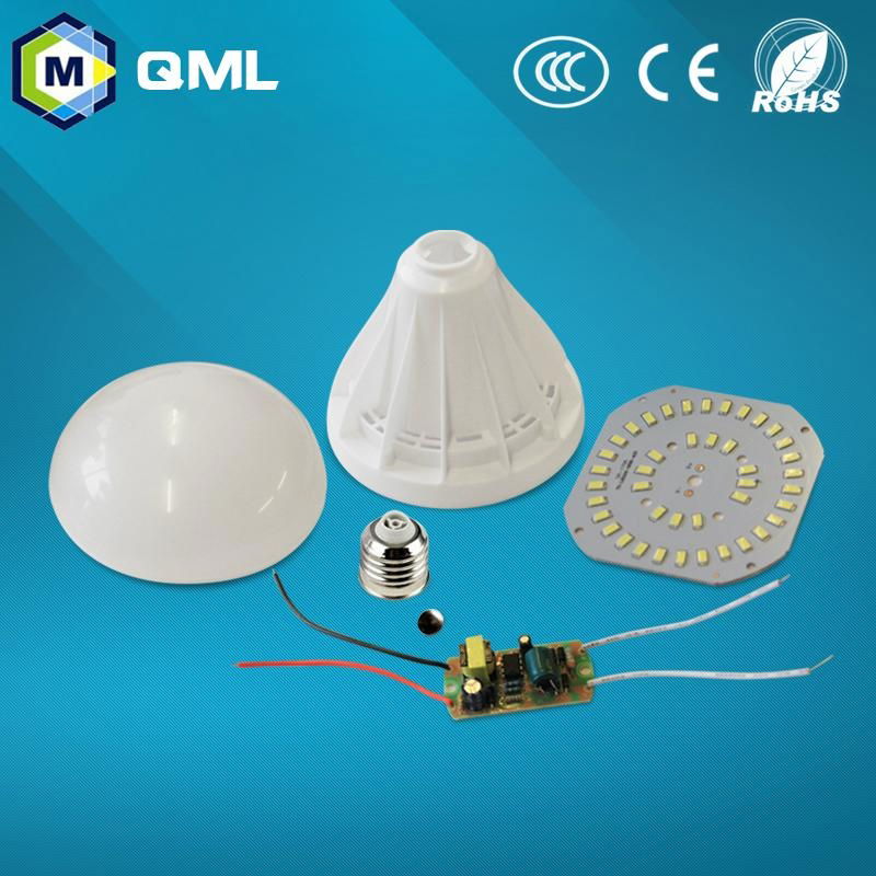 E27/B22 wholesale led bulb skd with plastic lamp body and aluminum pcb 5