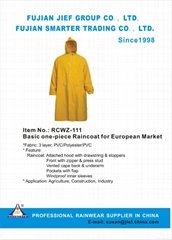 Basic one-piece Raincoat for European Market