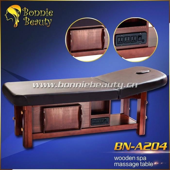 Solid wooden spa adjustable height shiatsu massage table