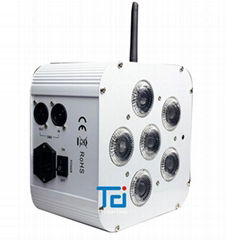 White Antenna-6 6*18W RGBWAUV 6in1 LED Battery Wireless DMX Led Par