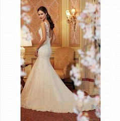 2015 Hot Lace Mermaid Wedding Dress Sexy Bridal Gown Custom Size 2-4-6-8-10-12-1