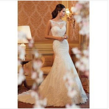 2015 Hot Lace Mermaid Wedding Dress Sexy Bridal Gown Custom Size 2-4-6-8-10-12-1 2