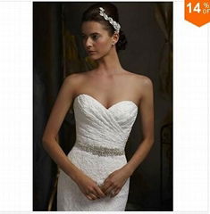 Free Shipping New Elegant Bridal Gown Real Photos White Lace Mermaid Wedding Dre