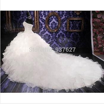 Hot Sale Chapel Train Ball Gown Wedding Dresses With Embroidery Sweetheart And O 3