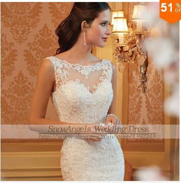 2015 Hot Sale Lace Mermaid Wedding Dress Sexy Bridal Gown Custom Size 2-4-6-8-10 3