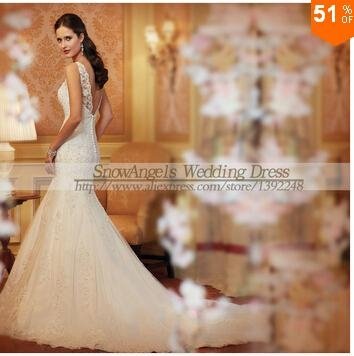 2015 Hot Sale Lace Mermaid Wedding Dress Sexy Bridal Gown Custom Size 2-4-6-8-10 5
