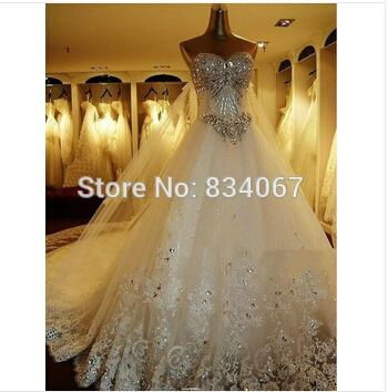 2015 Brazilian Style A Line Appliques and Diamond Floor Length Lace Wedding Dres 2