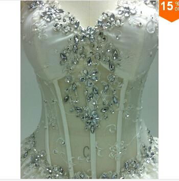 2015 Sexy Corset Beading Sweetheart Weddingl Gown Without Train vestidos de noiv 4