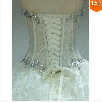 2015 Sexy Corset Beading Sweetheart Weddingl Gown Without Train vestidos de noiv 5