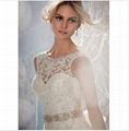 New Design A-line Sheer Neckline Embelished With Crystal Beads Tulle& Lace Weddi 4