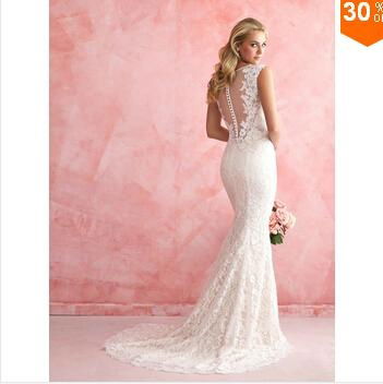 Lace Mermaid Wedding Dresses 2015 Sexy See Through Little Mermaid Elegant Plus S 2