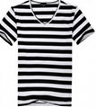 2015 men cotton short sleeve T-shirt black and white stripe 1