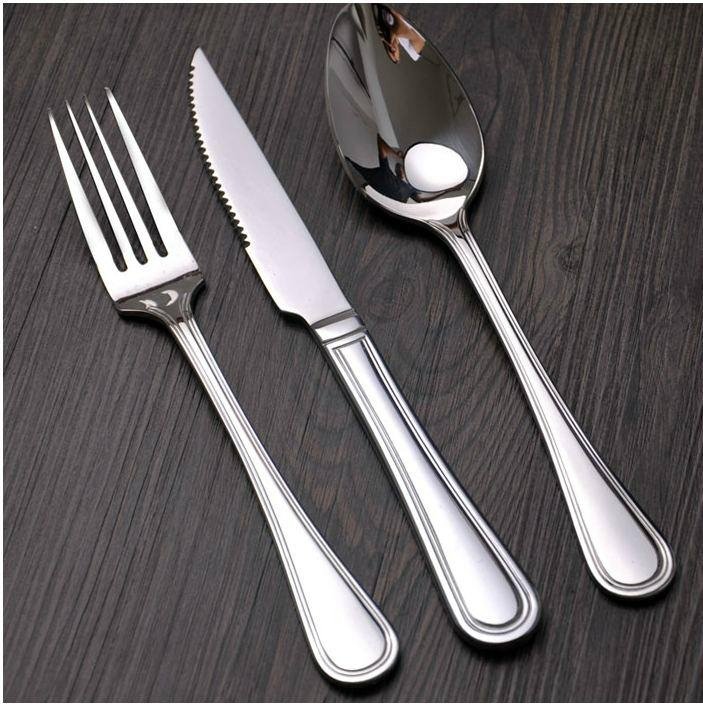 Stainless steel steak knife and fork spoon