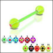 Fashion glow in the dark with happy faces barbell body piercing tongue jewelry