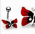 Pink Bow Bowknot Enamel Belly Ring Navel Bar Body Piercing Jewelry 4