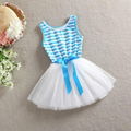 2016 Summer girls dress sleeveless girl stripe dresses kids clothes 2