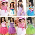 2016 Summer girls dress sleeveless girl stripe dresses kids clothes 1